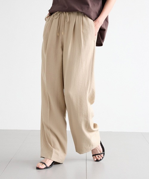BARNYARDSTORM（バンヤードストーム）の「BARNYARDSTORM / フィラメントツイルワイドパンツ / ハンドウォッシャブル《 セットアップ対応 》（スラックス・レディース・ベージュ/カーキ/ブラック・S/L/M）」の4枚目の写真