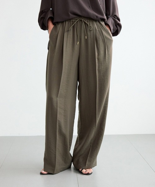 BARNYARDSTORM（バンヤードストーム）の「BARNYARDSTORM / フィラメントツイルワイドパンツ / ハンドウォッシャブル《 セットアップ対応 》（スラックス・レディース・ベージュ/カーキ/ブラック・S/L/M）」の8枚目の写真