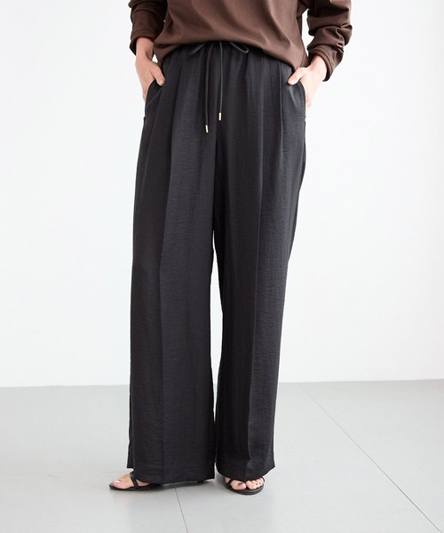 BARNYARDSTORM（バンヤードストーム）の「BARNYARDSTORM / フィラメントツイルワイドパンツ / ハンドウォッシャブル《 セットアップ対応 》（スラックス・レディース・ベージュ/カーキ/ブラック・S/L/M）」の12枚目の写真