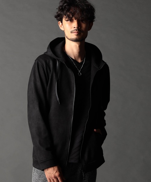 ブラック ジップアップパーカー NEW GENTLEMAN パーカー ブラックアウト ピグメント加工