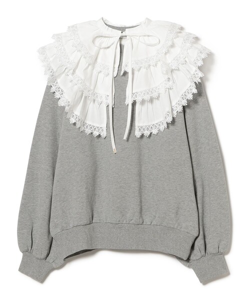 CAROLINA GLASER（カロリナ グレイサー）の「レース襟付き スウェット（スウェット・レディース・ホワイト/グレー・ONE SIZE）」の2枚目の写真