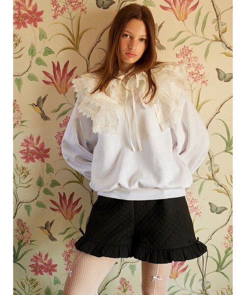 CAROLINA GLASER（カロリナ グレイサー）の「レース襟付き スウェット（スウェット・レディース・ホワイト/グレー・ONE SIZE）」の3枚目の写真