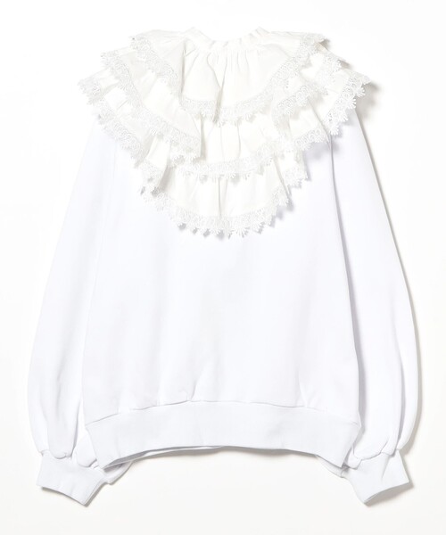CAROLINA GLASER（カロリナ グレイサー）の「レース襟付き スウェット（スウェット・レディース・ホワイト/グレー・ONE SIZE）」の6枚目の写真