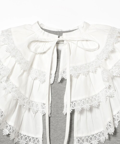 CAROLINA GLASER（カロリナ グレイサー）の「レース襟付き スウェット（スウェット・レディース・ホワイト/グレー・ONE SIZE）」の8枚目の写真