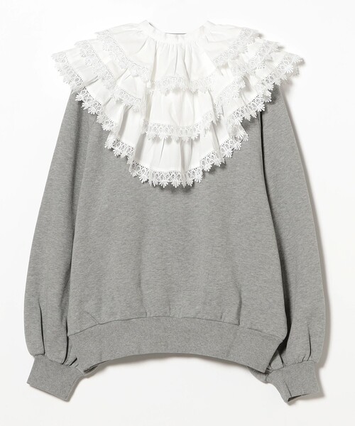 CAROLINA GLASER（カロリナ グレイサー）の「レース襟付き スウェット（スウェット・レディース・ホワイト/グレー・ONE SIZE）」の11枚目の写真