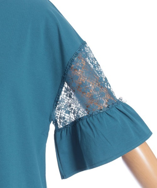 axes femme(アクシーズファム)の「接触冷感レース切替袖プルオーバー(Tシャツ/カットソー・レディース・ラベンダー/ホワイト/ブラック/ブルーグリーン・FREE)」の7枚目の写真