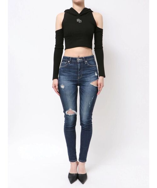 GYDA(ジェイダ)の「GGフードショルダーオープンデザインショートトップス(Tシャツ/カットソー・レディース・オフホワイト/グレー/ブラック・FREE)」の15枚目の写真