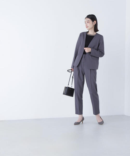 【洗える！】NATURAL BEAUTY BASIC パンツスーツセットアップ ◇パウダリーツイルセットアップシリーズ テーパードパンツ