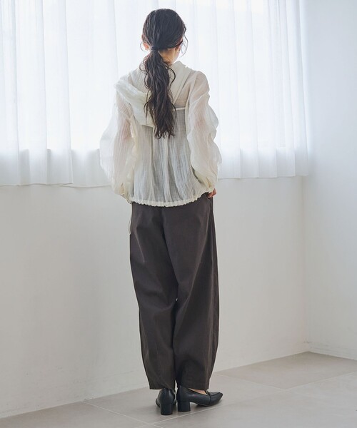 coen(コーエン)の「シアーワッシャーフーディシャツ(シャツ/ブラウス・レディース・オフホワイト/ブラック/ベージュ・L/M)」の8枚目の写真