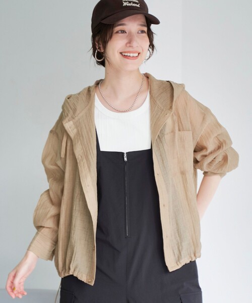 coen(コーエン)の「シアーワッシャーフーディシャツ(シャツ/ブラウス・レディース・オフホワイト/ブラック/ベージュ・L/M)」の11枚目の写真