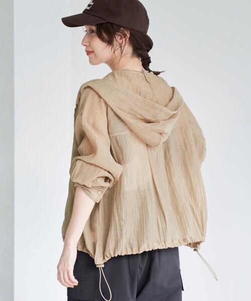 coen(コーエン)の「シアーワッシャーフーディシャツ(シャツ/ブラウス・レディース・オフホワイト/ブラック/ベージュ・L/M)」の13枚目の写真