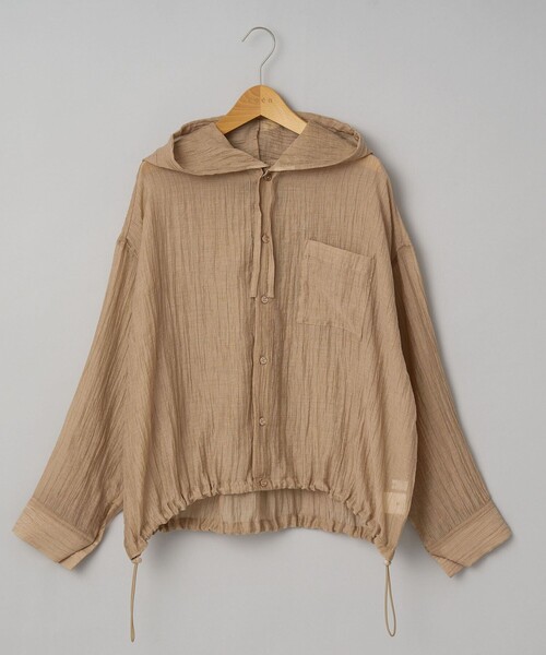 coen(コーエン)の「シアーワッシャーフーディシャツ(シャツ/ブラウス・レディース・オフホワイト/ブラック/ベージュ・L/M)」の16枚目の写真