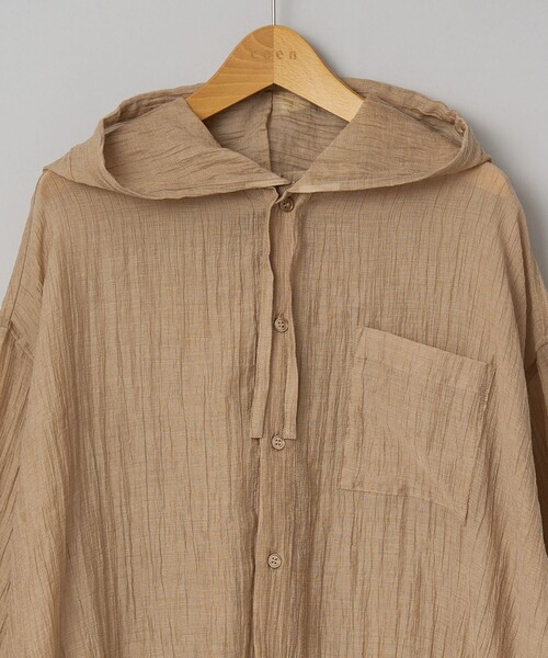 coen(コーエン)の「シアーワッシャーフーディシャツ(シャツ/ブラウス・レディース・オフホワイト/ブラック/ベージュ・L/M)」の18枚目の写真