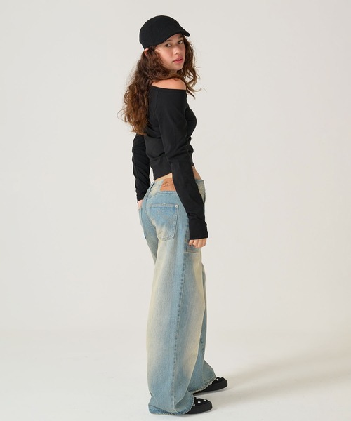 スーパー ローライズ ストレート デニムパンツ TINA：JOJUN