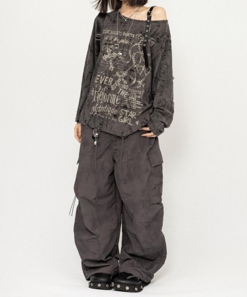 セール】【25年秋冬新作】オーバーサイズ ダメージプリント