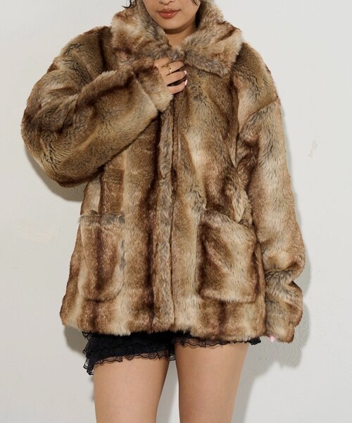 WHO'S WHO gallery（フーズフーギャラリー）の「【2サイズ展開】FAUX JACKET/ファージャケット（その他アウター・レディース・ブラウン/オフホワイト/ダークブラウン・LARGE/MEDIUM）」の21枚目の写真