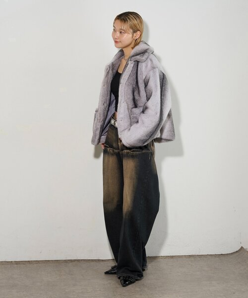 who's who gallery フェイクファージャケット　Ｌ　グレー who's who gallery フェイクファージャケット L グレー who's who