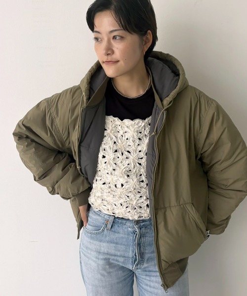 Russell Athletic(ラッセルアスレティック)の「【RUSSELL ATHLETIC/ラッセル アスレチック】ナイロンパファージップジャケット / 中綿ジャケット【WEB限定】(ブルゾン・レディース・カーキ/ブラック・フリー)」の16枚目の写真