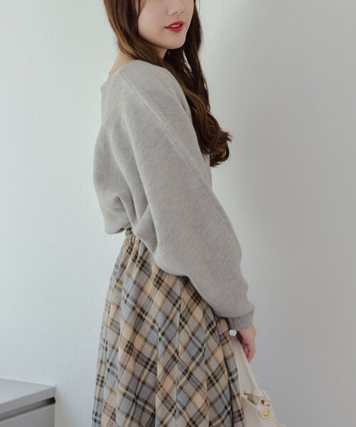 continuer de NICE CLAUP（コンティニューデナイスクラップ）の「リボン+キャミセットニット（ニット/セーター・レディース・オフホワイト/トップグレー/ブラック/ピンク/ブラウン/ブルー・FREE）」の18枚目の写真