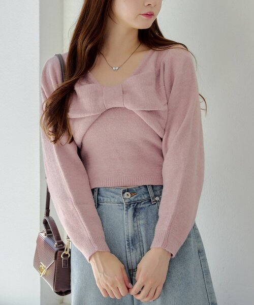 リボン+キャミセットニット（ニット/セーター）｜continuer de NICE