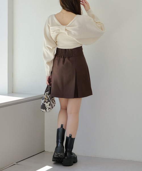 continuer de NICE CLAUP（コンティニューデナイスクラップ）の「リボン+キャミセットニット（ニット/セーター・レディース・オフホワイト/トップグレー/ブラック/ピンク/ブラウン/ブルー・FREE）」の14枚目の写真