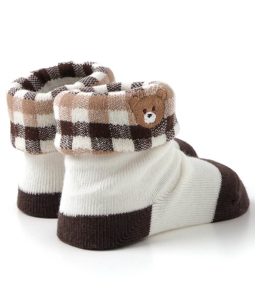 Ampersand（アンパサンド）の「ワンポイントデザインチェック ベビーソックス（ベビーシューズ/ベビーソックス・キッズ・ピンク/ベージュ・9/12）」の3枚目の写真