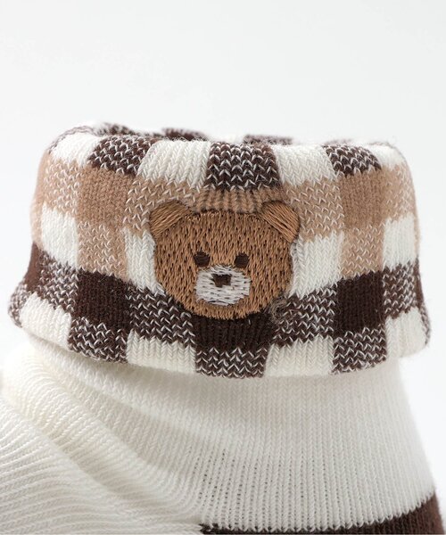 Ampersand（アンパサンド）の「ワンポイントデザインチェック ベビーソックス（ベビーシューズ/ベビーソックス・キッズ・ピンク/ベージュ・9/12）」の5枚目の写真