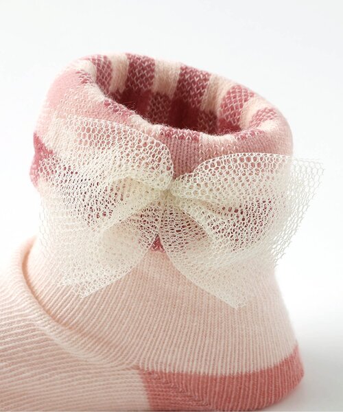 Ampersand（アンパサンド）の「ワンポイントデザインチェック ベビーソックス（ベビーシューズ/ベビーソックス・キッズ・ピンク/ベージュ・9/12）」の7枚目の写真