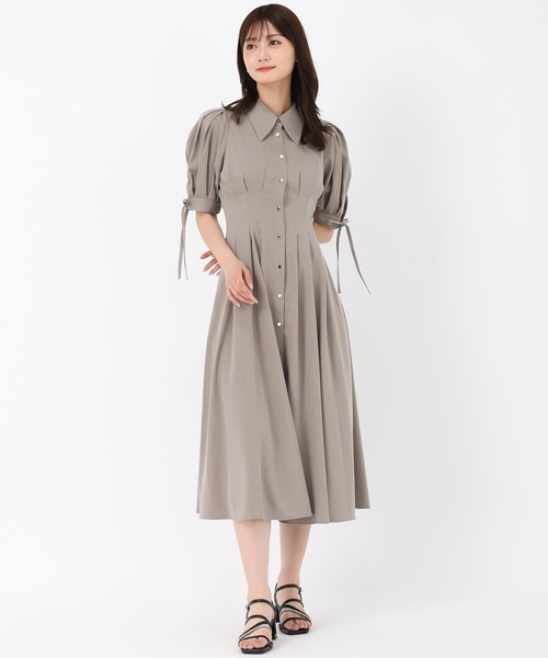 MISCH MASCH（ミッシュマッシュ）の「袖リボンパフスリーブシャツワンピース（ワンピース・レディース・チャコールグレー/イエロー/モカ・S/M）」の8枚目の写真