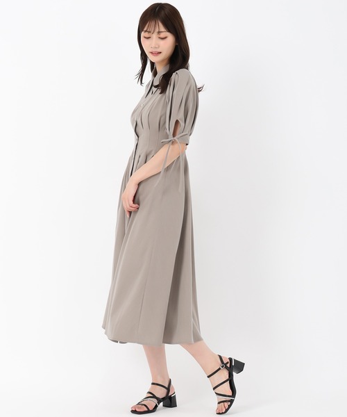 MISCH MASCH（ミッシュマッシュ）の「袖リボンパフスリーブシャツワンピース（ワンピース・レディース・チャコールグレー/イエロー/モカ・S/M）」の9枚目の写真