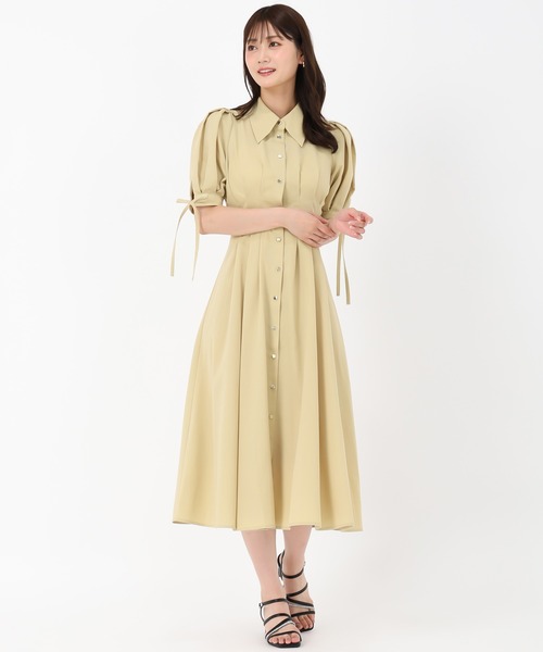 MISCH MASCH（ミッシュマッシュ）の「袖リボンパフスリーブシャツワンピース（ワンピース・レディース・チャコールグレー/イエロー/モカ・S/M）」の14枚目の写真