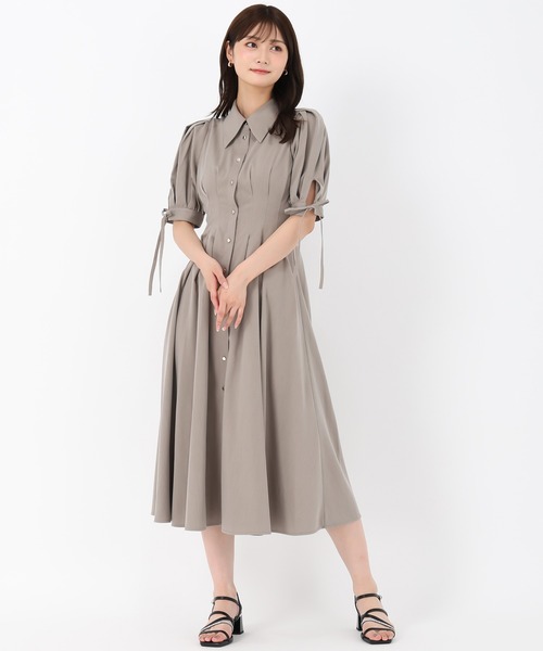 MISCH MASCH（ミッシュマッシュ）の「袖リボンパフスリーブシャツワンピース（ワンピース・レディース・チャコールグレー/イエロー/モカ・S/M）」の10枚目の写真