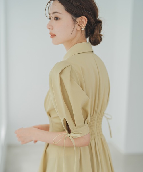 MISCH MASCH（ミッシュマッシュ）の「袖リボンパフスリーブシャツワンピース（ワンピース・レディース・チャコールグレー/イエロー/モカ・S/M）」の6枚目の写真