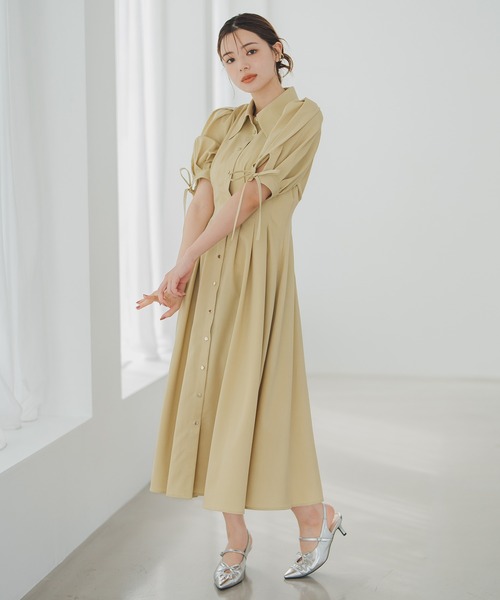 MISCH MASCH（ミッシュマッシュ）の「袖リボンパフスリーブシャツワンピース（ワンピース・レディース・チャコールグレー/イエロー/モカ・S/M）」の5枚目の写真