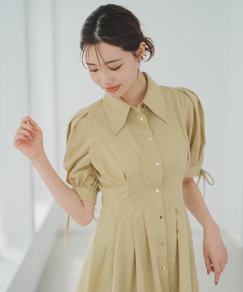 MISCH MASCH（ミッシュマッシュ）の「袖リボンパフスリーブシャツワンピース（ワンピース・レディース・チャコールグレー/イエロー/モカ・S/M）」の7枚目の写真