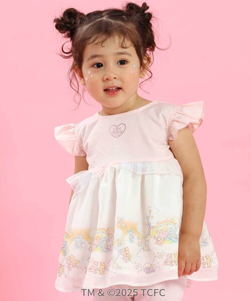 SLAP SLIP（スラップスリップ）の「【ケアベア×SLAP SLIP】肩フリル裾プリントチュニック(80~130cm)（シャツ/ブラウス・キッズ・パープル/ピンク・120cm/130cm/100cm/80ｃｍ/110cm/90cm）」の2枚目の写真