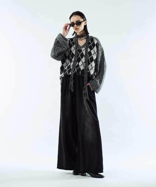 seytoサイズ3 / アーガイルメランジVネックニット セール】Argyle melange V-neck knit / アーガイルメランジVネック