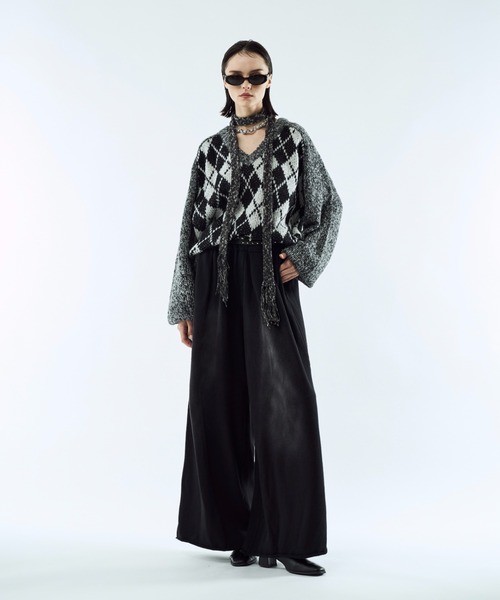 seytoサイズ3 / アーガイルメランジVネックニット セール】Argyle melange V-neck knit / アーガイルメランジVネック