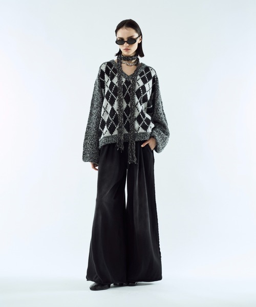 seyto（セイト）の「Argyle melange V-neck knit / アーガイルメランジVネックニット（ニット/セーター・メンズ・ブラック/イエロー・3/2）」の10枚目の写真