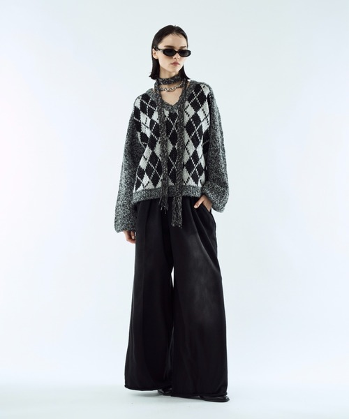 seyto（セイト）の「Argyle melange V-neck knit / アーガイルメランジVネックニット（ニット/セーター・メンズ・ブラック/イエロー・3/2）」の11枚目の写真