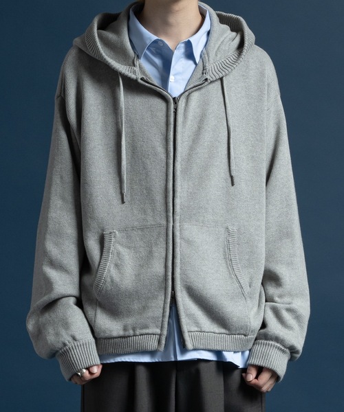 CASPER JOHN（キャスパージョン）の「Knit parka/ニットパーカー（パーカー・メンズ・レッド/ブラック/カーキ/グレー/チャコールグレー/ブルー/パープル/ブラウン/サックスブルー/ミント/ホワイト/ピンク・X-SMALL/SMALL/MEDIUM/LARGE）」の4枚目の写真