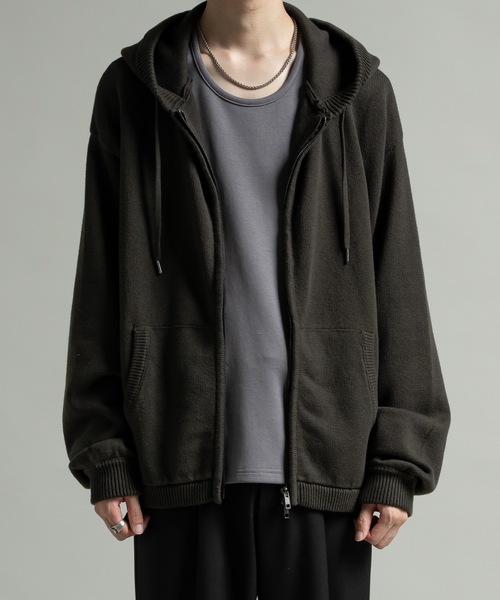 CASPER JOHN（キャスパージョン）の「Knit parka/ニットパーカー（パーカー・メンズ・レッド/ブラック/カーキ/グレー/チャコールグレー/ブルー/パープル/ブラウン/サックスブルー/ミント/ホワイト/ピンク・X-SMALL/SMALL/MEDIUM/LARGE）」の6枚目の写真