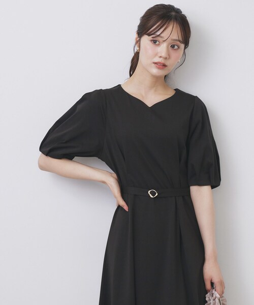 セール】ハートネックパフワンピース【洗濯機洗い可/UVケア/接触冷感