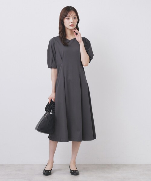 セール】ハートネックパフワンピース【洗濯機洗い可/UVケア/接触冷感