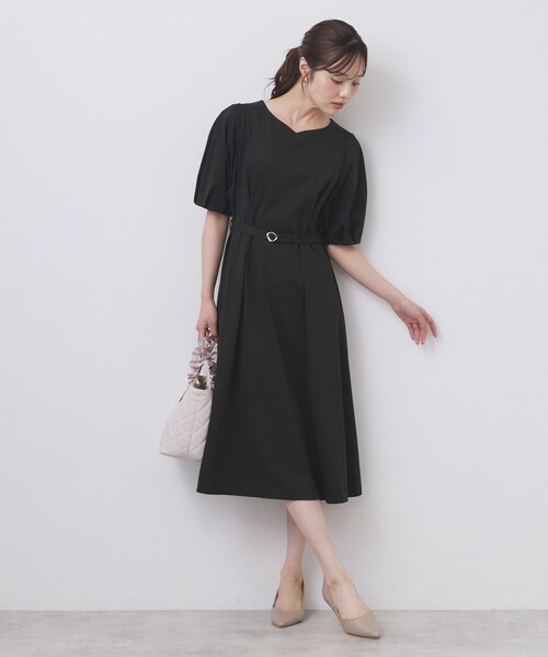 セール】ハートネックパフワンピース【洗濯機洗い可/UVケア/接触冷感