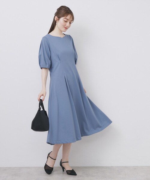 index（インデックス）の「ハートネックパフワンピース【洗濯機洗い可/UVケア/接触冷感】（ワンピース・レディース・ブラック/ブルー/ネイビー系5/チャコールグレー・42/40/38/36）」の5枚目の写真