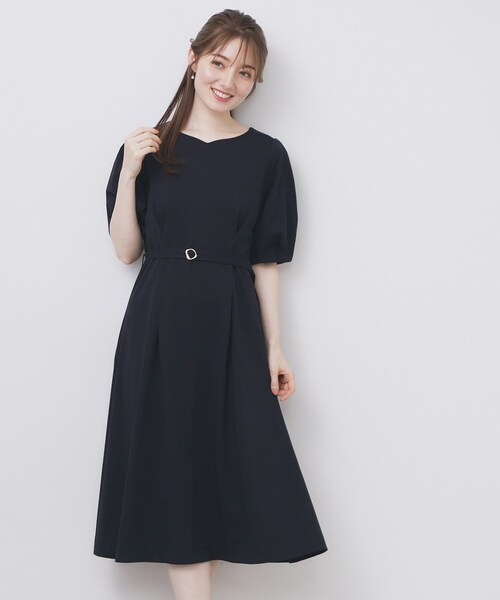 index（インデックス）の「ハートネックパフワンピース【洗濯機洗い可/UVケア/接触冷感】（ワンピース・レディース・ブラック/ブルー/ネイビー系5/チャコールグレー・42/40/38/36）」の7枚目の写真