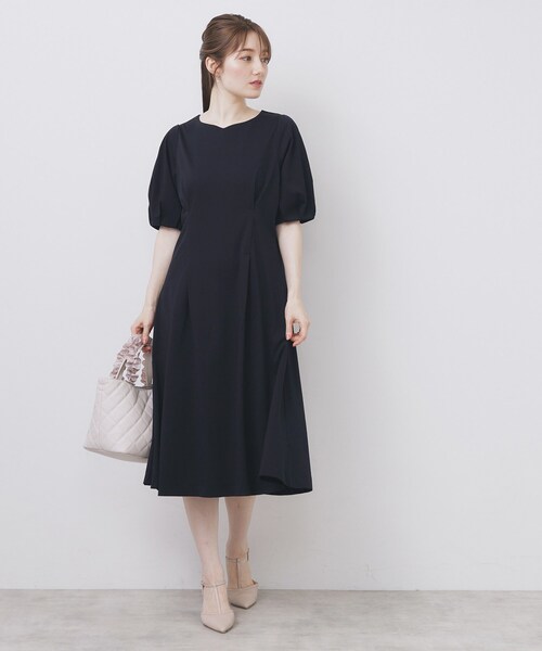 index（インデックス）の「ハートネックパフワンピース【洗濯機洗い可/UVケア/接触冷感】（ワンピース・レディース・ブラック/ブルー/ネイビー系5/チャコールグレー・42/40/38/36）」の11枚目の写真