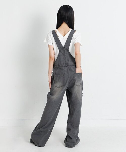 algy（アルジー）の「デニムサロペ（サロペット/オーバーオール・キッズ・グレー/サックスブルー・XX-SMALL/X-SMALL/MEDIUM/SMALL）」の4枚目の写真