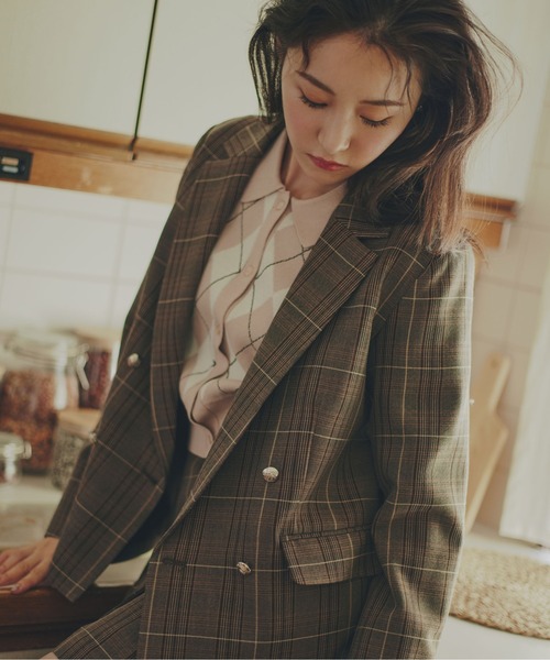 JILL by JILL STUART（ジルバイジルスチュアート）の「◇ウーリッシュフラノジャケット（テーラードジャケット・レディース・ブラウン系その他/グレー/ベージュ・MEDIUM/SMALL）」の4枚目の写真